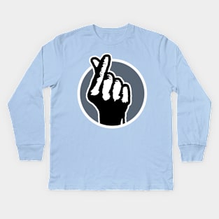 Finger Heart (aqua) Kids Long Sleeve T-Shirt